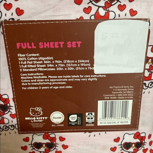 Hello Kitty Love & Heart Design Pink Full Sheet Set. - Picture 7 of 10